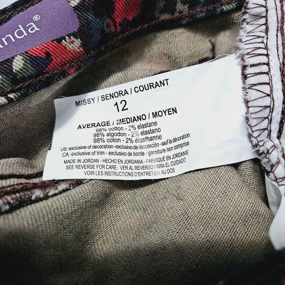 Gloria Vanderbilt Amanda Womens Pants Multi-Color Size 12 Cotton Blend Button Zi - Picture 8 of 12